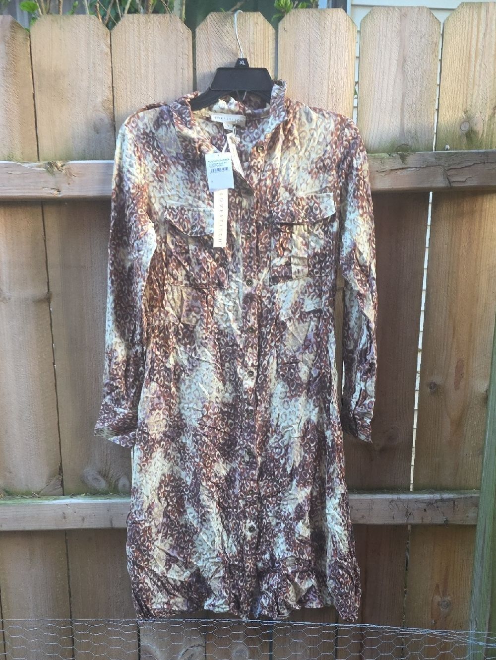 lovestitch Brown and Cream Animal Print Long Sleeve Shirt Dress